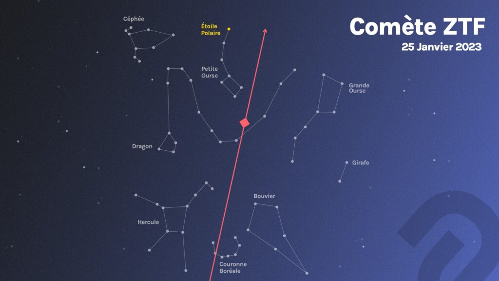 Sky map to locate ZTF.  // Source: Numerama / Adèle Foehrenbacher Sky map to locate ZTF.  // Source: Numerama / Adèle Foehrenbacher